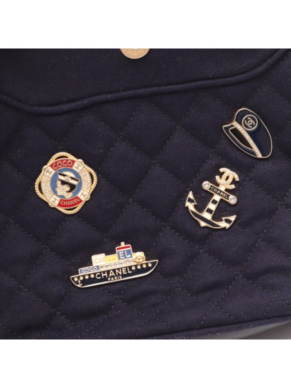 Chanel Shoulder Bag Paris Hamburg Navy Wool Small - Picture 7 of 12